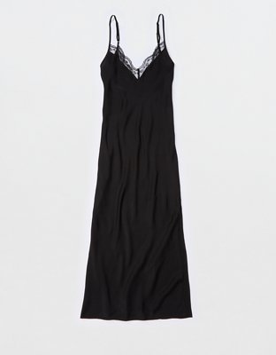 cami midi slip dress Black Satin Cami Midi Slip Dress