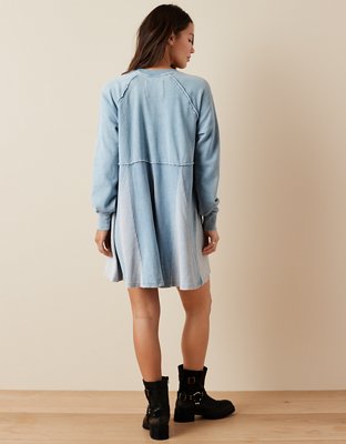 AE Fleece Long-Sleeve Babydoll Mini Dress