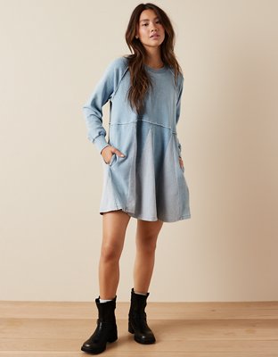 AE Long-Sleeve Fleece Babydoll Dress