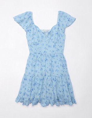 AE Vestido Corto con Mangas con Ondas