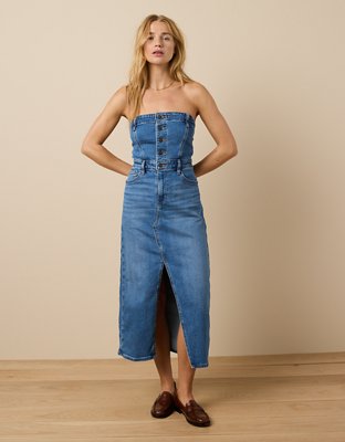 AE Denim Tube Top Midi Dress