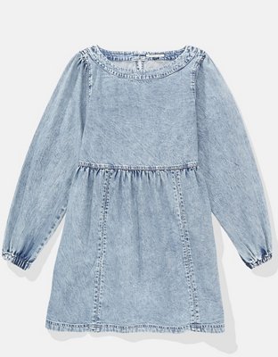 Женские платья American Eagle AE Long-Sleeve Denim Mini Dress — фото 3