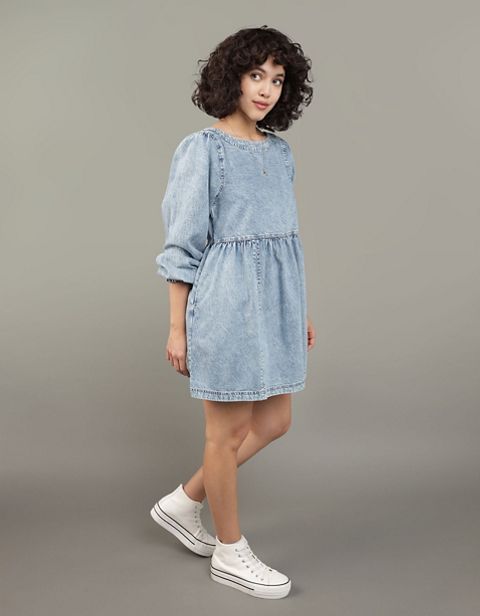 Женские платья American Eagle AE Long-Sleeve Denim Mini Dress