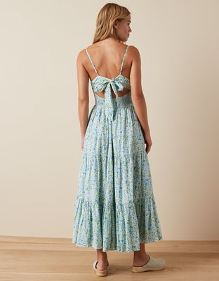 knee length dresses for ladies High Neck Tie-Back Midi Dress main image 0