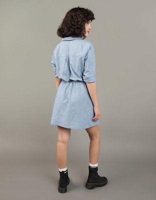 Женские платья American Eagle AE Long-Sleeve Faux Wrap Mini Shirt Dress — фото 2