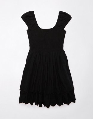 AE Smocked Puff Sleeve Ruffle Mini Dress