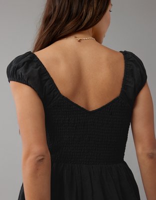 AE Smocked Puff Sleeve Ruffle Mini Dress
