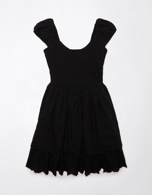 AE Smocked Puff Sleeve Ruffle Mini Dress