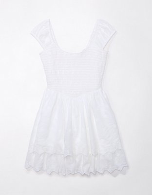 AE Smocked Puff Sleeve Ruffle Mini Dress