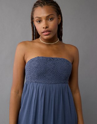 AE Strapless Crochet Babydoll Maxi Dress