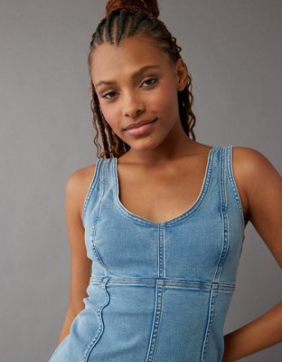 knee length dresses for ladies V-Neck Denim Cami Dress Light / L main image 1