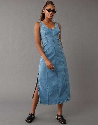 ae v neck denim maxi dress AE Denim Scoop Neck Maxi Dress