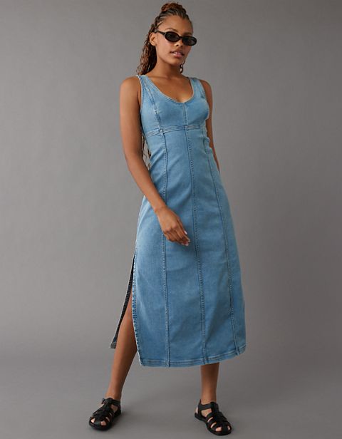 Женские платья American Eagle AE Denim Scoop Neck Maxi Dress