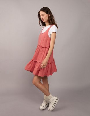 ae knit swing mini dress AE Drop-Waist Knit Mini Dress Women's Orange M