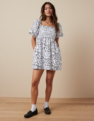 American Eagle aerie AE Floral Smocked Puff-Sleeve Babydoll Dress AE Floral  Smocked Puff-Sleeve Babydoll Dress 49.95