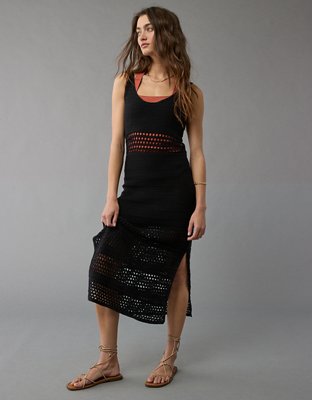 AE Crochet Mix Stitch Midi Dress