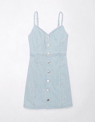 AE Vestido Corto con Rayas tipo Vías Férreas y Botones