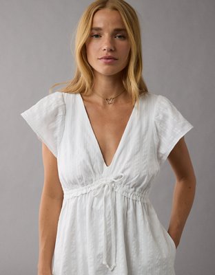 Ayleen V neck Flare Half Sleeve Ruffle Swing Mini Dress