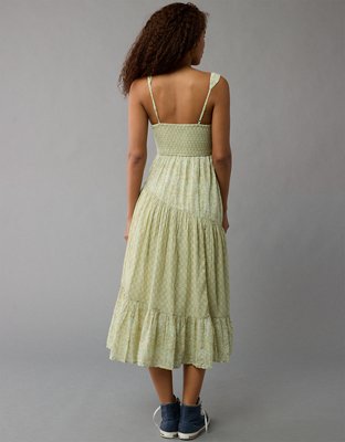 american eagle asymmetrical tiered midi dress AE Vestido Asimétrico en Capas Floral dress