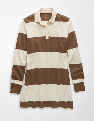 AE Long-Sleeve Rugby Polo Shirt Dress