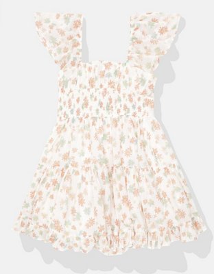 AE Flutter Sleeve Floral Babydoll Mini Dress