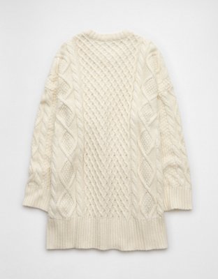 AE Long-Sleeve Cable Knit Sweater Mini Dress