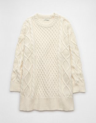 AE Long-Sleeve Cable Knit Sweater Mini Dress