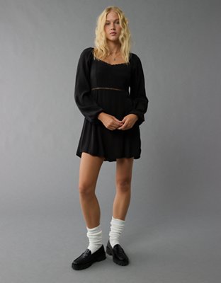 AE Long-Sleeve Fit & Flare Mini Dress