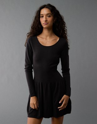 AE Long-Sleeve Ballet Neck Sweater Mini Dress