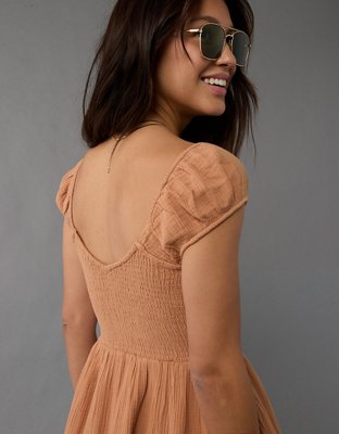 Женские платья American Eagle Smocked Bodice Gauze Mini Dress — фото 5
