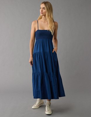mixed media midi tank dress Women's Mixed Media Knit Tank Midi Dress