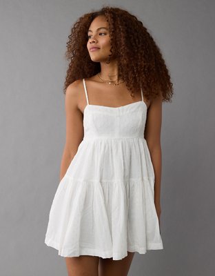 aerie green babydoll dress AE Tiered Mini Printed babydoll mini