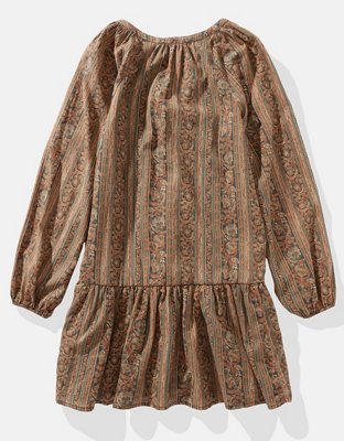 AE Vestido Corto estilo Campesino Manga Larga