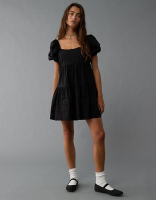 AE Puff Sleeve Tiered Babydoll Mini Dress