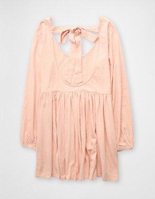 AE Sunchaser Knit Long-Sleeve Scoop Neck Mini Dress