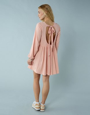 AE Sunchaser Knit Long-Sleeve Scoop Neck Mini Dress