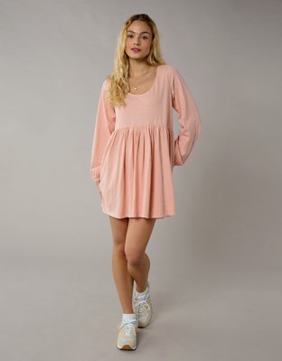 knee length dresses for ladies Black Scoop Neck Mini Dress