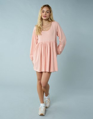 AE Sunchaser Knit Long-Sleeve Scoop Neck Mini Dress
