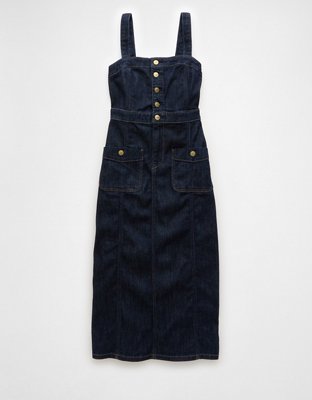 Robe mi-longue boutonnée en denim AE