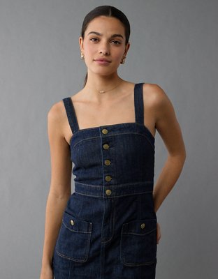 Robe mi-longue boutonnée en denim AE