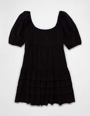 AE Corduroy Puff Sleeve Babydoll Mini Dress