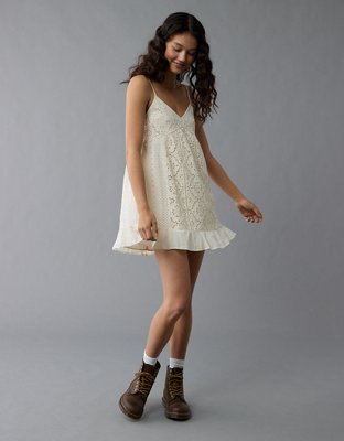 AE V-Neck Eyelet Embroidered Mini Dress