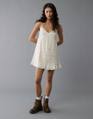 AE V-Neck Eyelet Embroidered Mini Dress