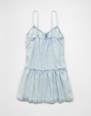 AE V-Neck Button-Up Denim Mini Dress