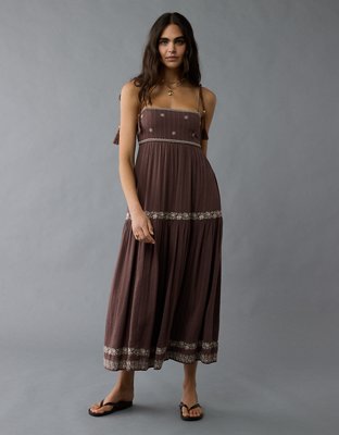 AE Empire Waist Embroidered Midi Dress