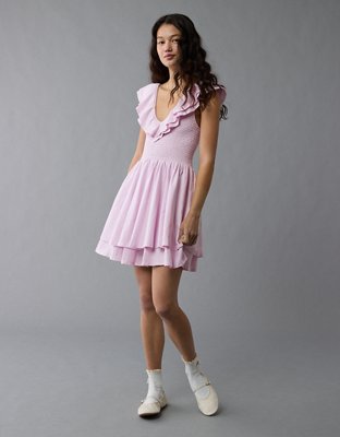 ワンピース sheller sheer x tweed ruffle mini dress A-line Scalloped Neck Sleeveless Short/Mini Tulle Homecoming
