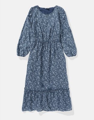 AE Vestido Midi Manga Larga con Botones