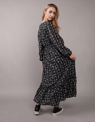 AE Long-Sleeve Button-Up Midi Dress