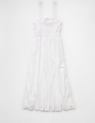 AE Ruched Button-Up Midi Dress