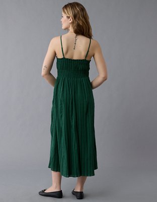 AE Ruched Button-Up Midi Dress